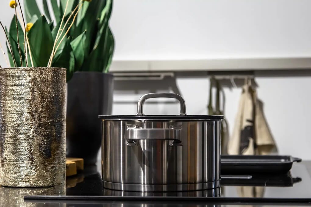 closeup modern steel pan interior kitchen - Home